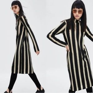 NWT Zara Metallic striped Midi Dress